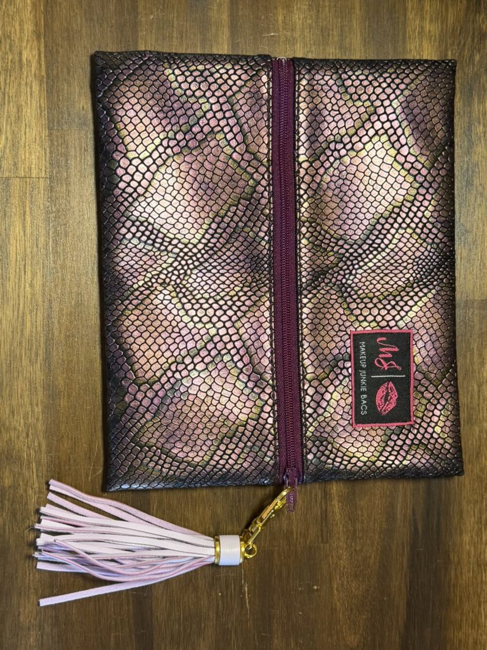 Makeup Junkie Bag – Mini – Purple Reptile – NWOT